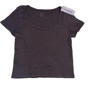 Pacsun John Golt Ribbed Gray Crop Top